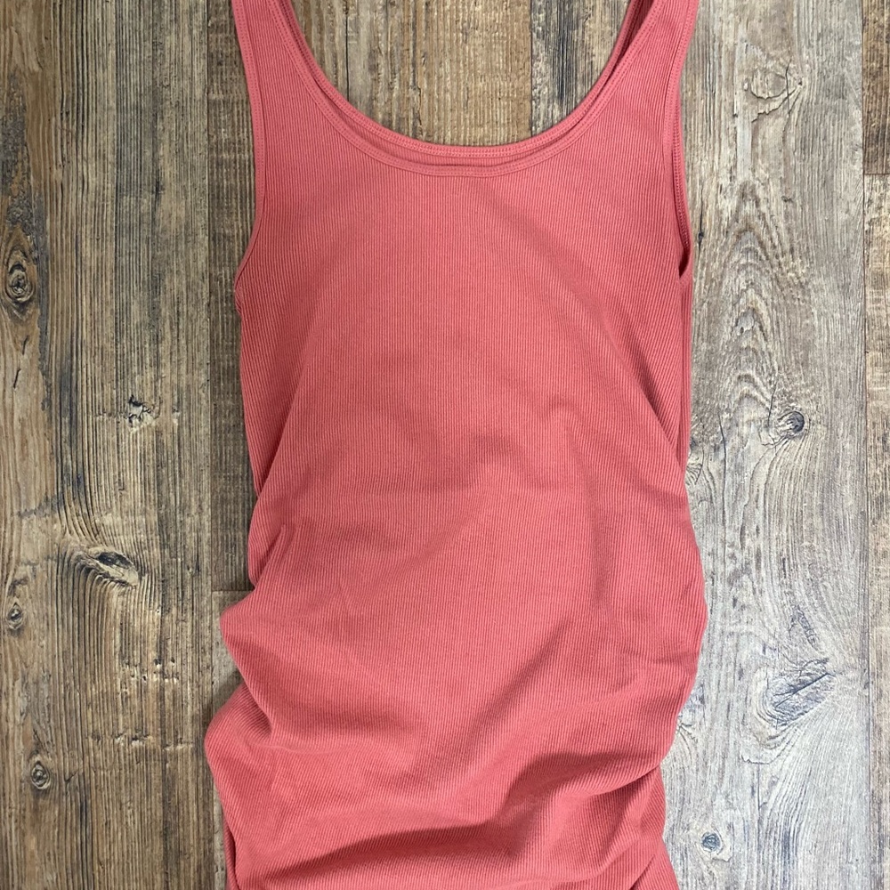 Maternity first layer rib-knit side-shirred tank top